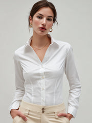 Tailored White Button-Front Shirt
