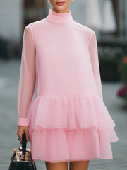 Elegant Layered Chiffon Ruffle Mini Dress