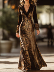 Leopard Velvet Fitted Gown