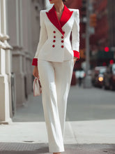 Bold Red And White Double-Breasted Suit Set By Mooyius