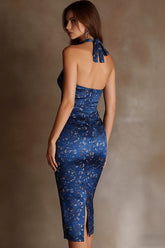 Elegant Maxi Dress with Striking Open Back Design