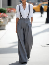 Classic White Shirt & Suspender Wide-Leg Trousers Set