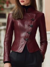 Asymmetric Single-Breasted Faux Leather Jacket