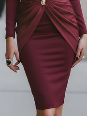 Elegant Draped Waist Pencil Dress
