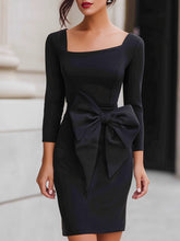 Square-Neck Dress With Oversized Bow Detail