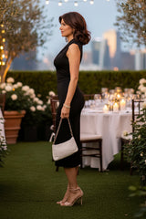 Sculpted V-Neck Sleeveless Midi Dress