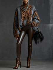 Brown Faux Leather Pants