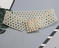 Braided Imitation Pearl Decorative Belt