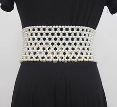 Braided Imitation Pearl Decorative Belt