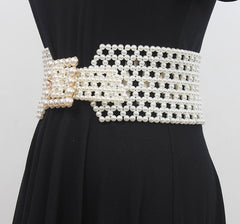 Braided Imitation Pearl Decorative Belt