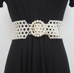 Braided Imitation Pearl Decorative Belt