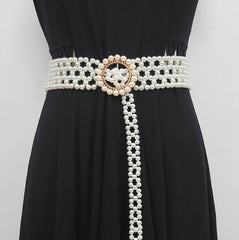 Braided Imitation Pearl Decorative Belt