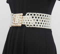 Braided Imitation Pearl Decorative Belt
