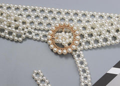Braided Imitation Pearl Decorative Belt