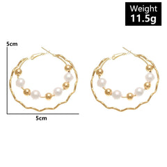 Double Layer Pearl Hoop Earrings