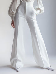 Elegant White High-Waisted Trousers