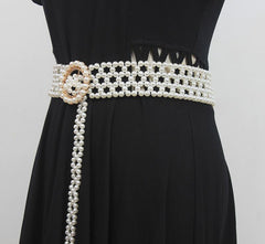 Braided Imitation Pearl Decorative Belt