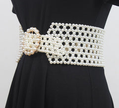 Braided Imitation Pearl Decorative Belt