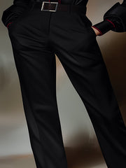 Classic Black Twill Pants for Daily Outfit