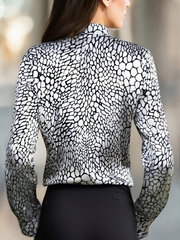 Modern Satin Printed Blouse with Classic Snake Pattern Elegance