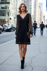 V-Neck Evening Dress Long Sleeve