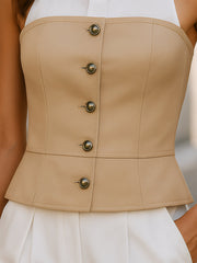 Chic Contrast Halter Top with Structured Bodice