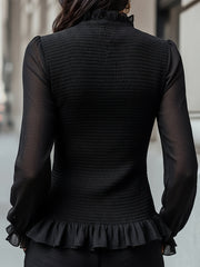 Ruffled Smocked Chiffon Blouse