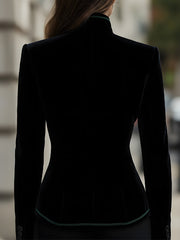 Velvet Tailored Blazer With Contrast Trim