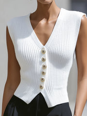 Sculpted Knit Button Vest Top