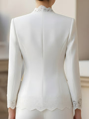 Pearl Button Lace-Trimmed Blazer