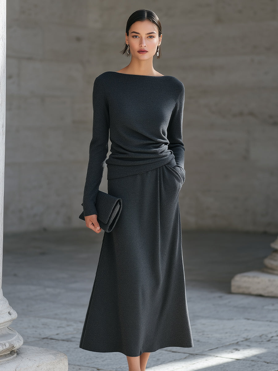 Elegant Draped Two-Piece Set