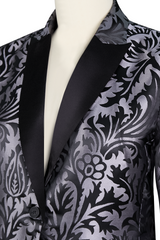 Luxury Black and Silver Floral Jacquard Blazer