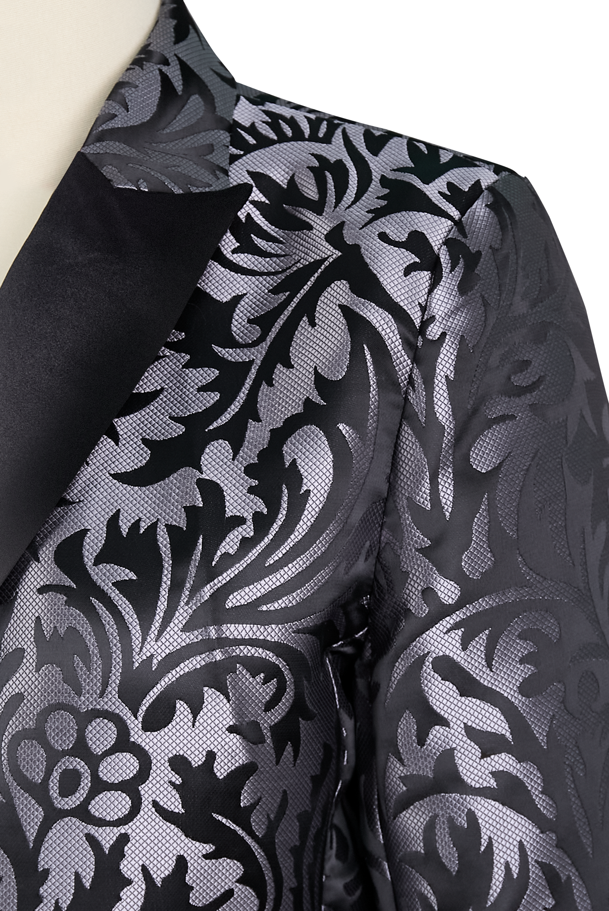 Luxury Black and Silver Floral Jacquard Blazer