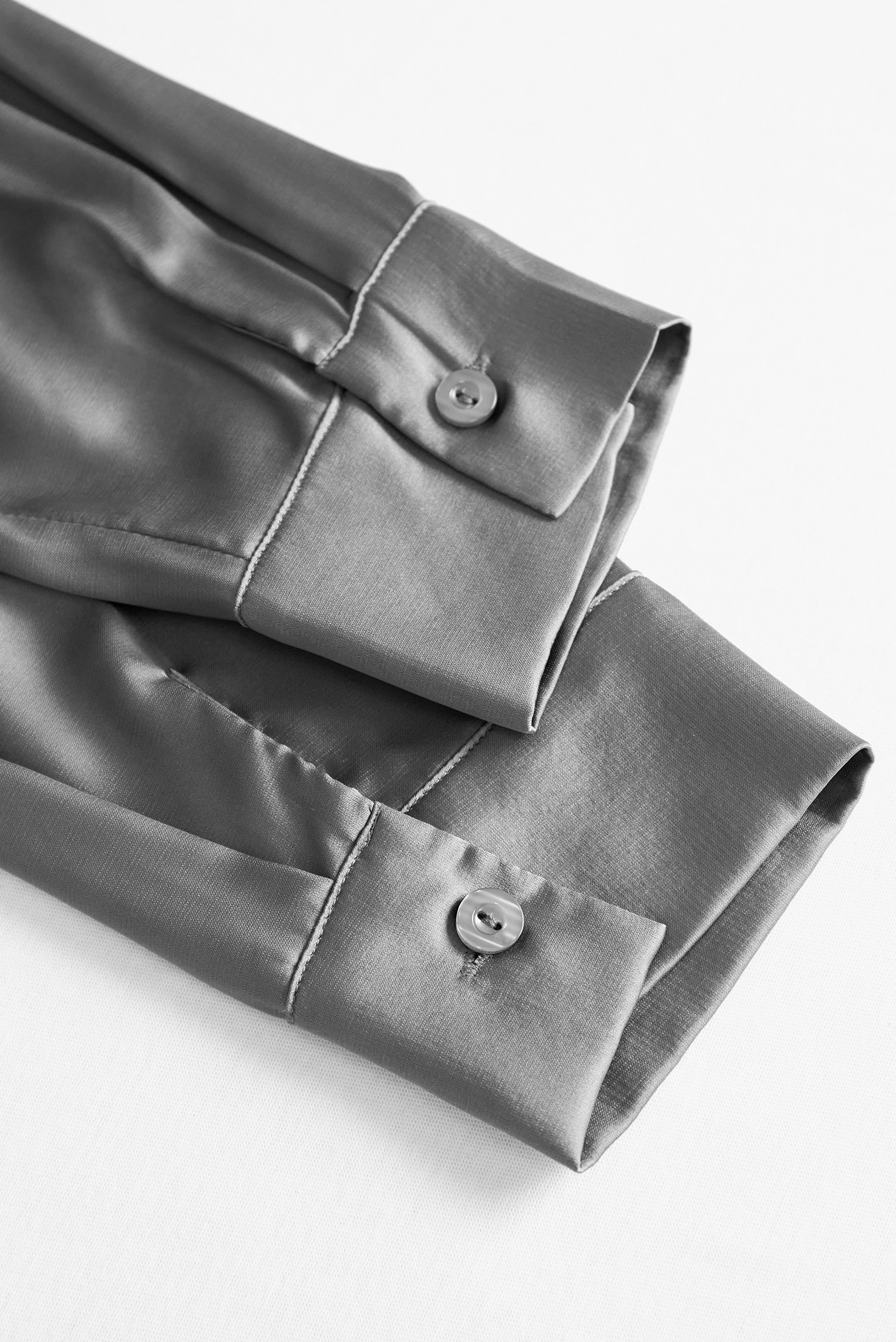 Charcoal Grey Satin Blouse with Subtle Tailored Fit