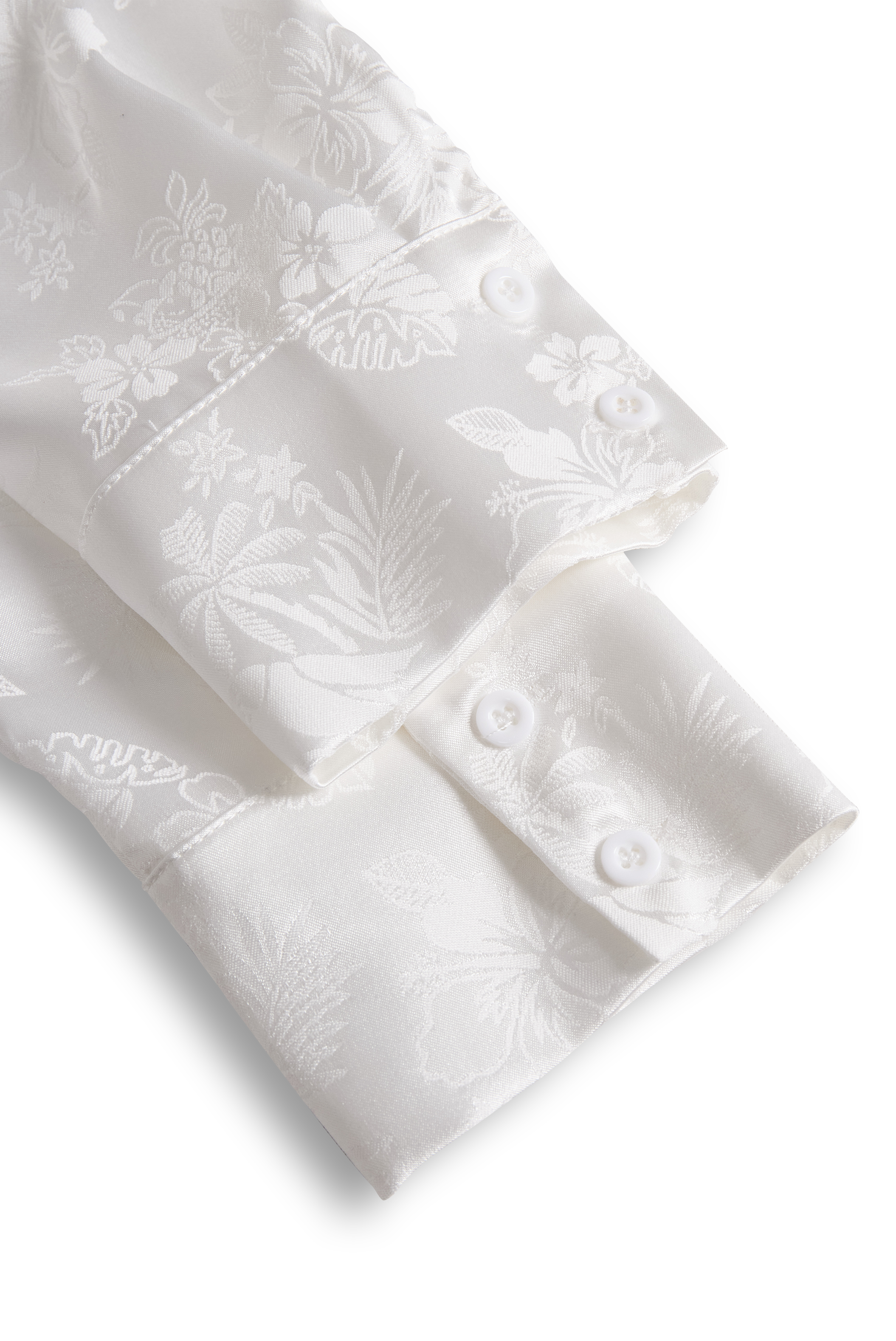 Elegant Ivory Satin Jacquard Shirt