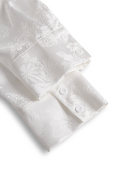 Elegant Ivory Satin Jacquard Shirt