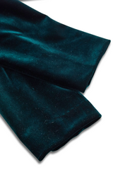 Emerald Velvet Blazer with Satin Lapels and Rose Embroidery