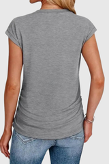 Ruched Side Casual Tunic Top