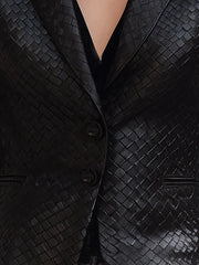Black Woven Leather Blazer