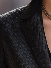 Black Woven Leather Blazer