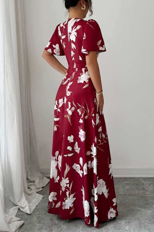 Retro Pleated Midi Dresses Floral
