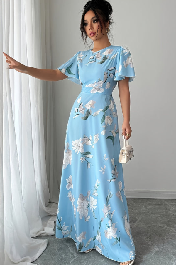 Retro Pleated Midi Dresses Floral