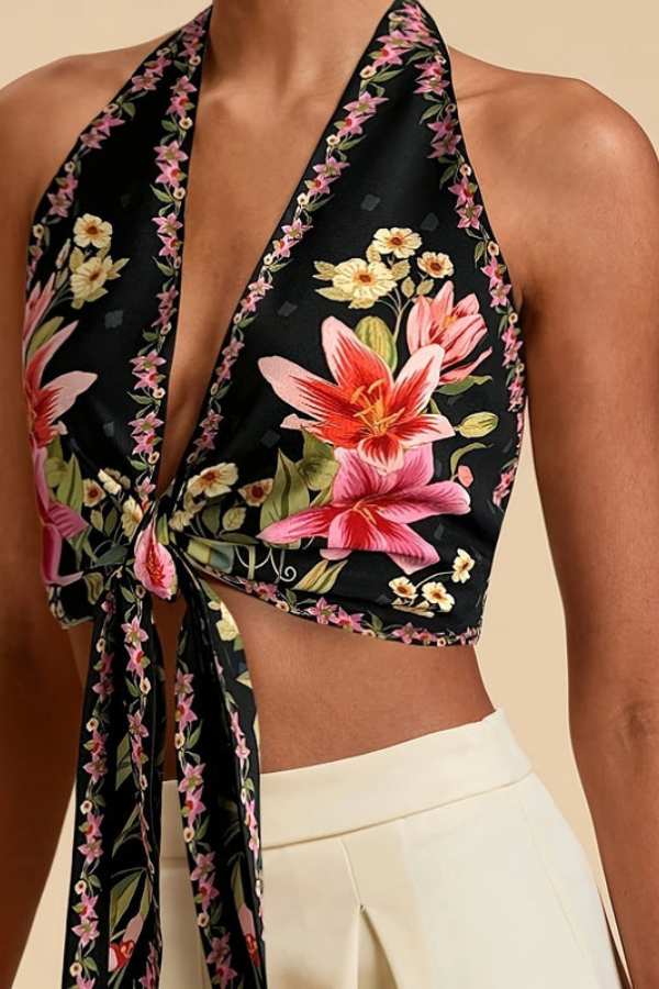 Vibrant Floral Halter Top