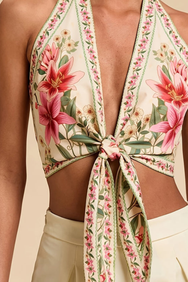 Vibrant Floral Halter Top