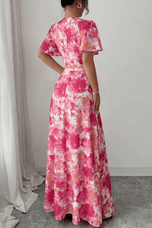 Retro Pleated Midi Dresses Floral