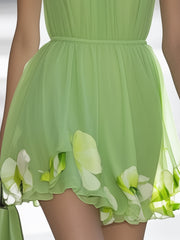24-Hour-Shipping Lightweight Chiffon Print Mini Dress