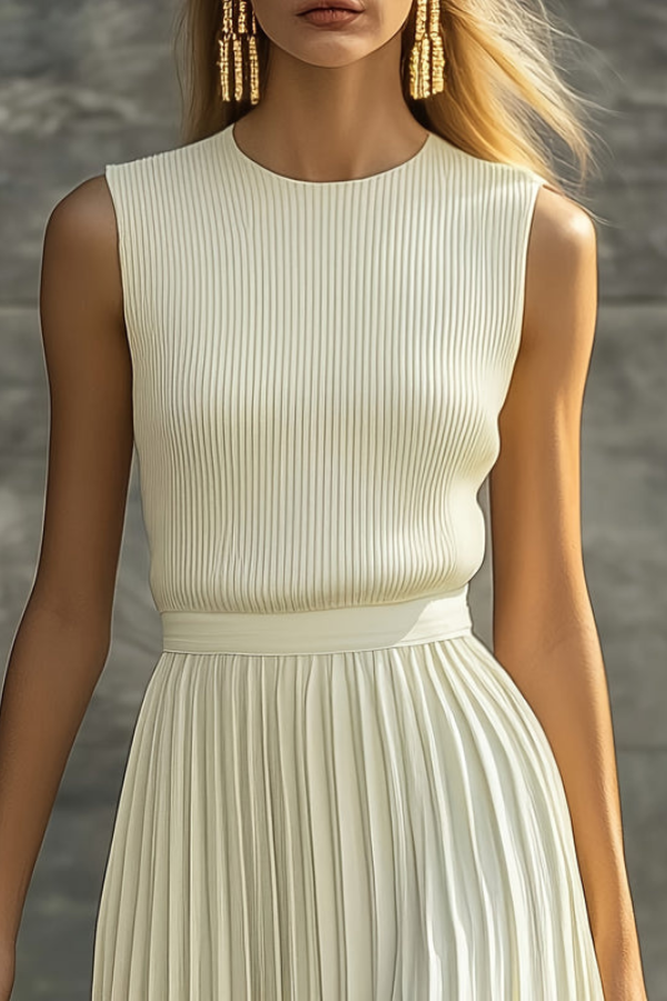 Graceful Pleated Midi Dresses Sleeveless