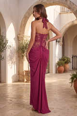 Corset Style Slit Maxi Dress