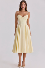 Gathered Bust Elegant Midi Dress