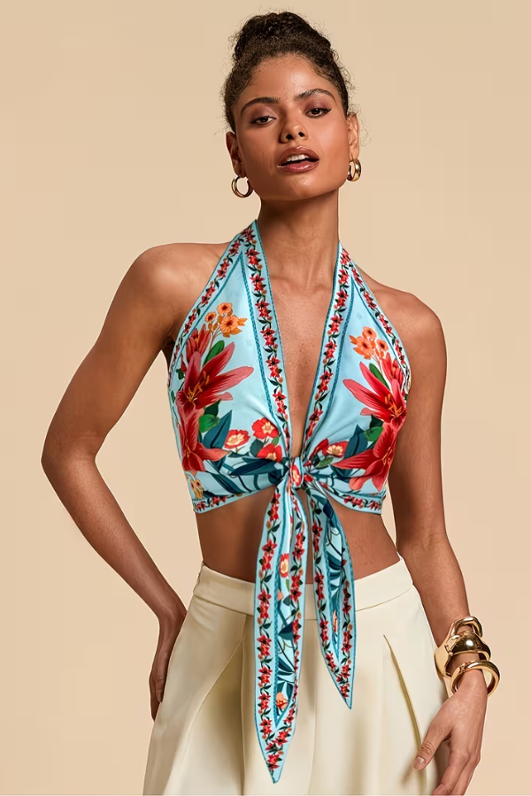 Vibrant Floral Halter Top